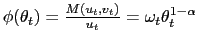 $ \phi(\theta_{t})=\frac{M(u_{t},v_{t})}{u_{t}}=\omega_{t}\theta_{t}^{1-\alpha }$