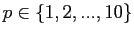 $ p \in\{1,2,...,10\}$