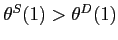 $\theta ^{S}(1)>\theta ^{D}(1)$