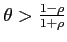 $\theta >\frac{1-\rho }{1+\rho }$