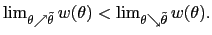 $ \lim_{\theta\nearrow\tilde{\theta}}w(\theta)<\lim_{\theta\searrow \tilde{\theta}}w(\theta).$