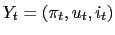 $ Y_{t} = (\pi_{t}, u_{t}, i_{t})$
