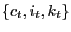 $ \{c_{t},i_{t},k_{t}\}$