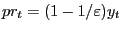 $ pr_{t}=(1-1/\varepsilon)y_{t}$