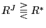 $ R^{J}\gtreqqless R^{\ast}$