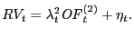 $\displaystyle RV_{t}=\lambda_{t}^{2}\mathit{OF}_{t}^{\left( 2\right) }+\eta_{t} .$