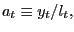 $ a_{t}\equiv y_{t}/l_{t},$