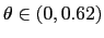 $ \theta\in(0, 0.62)$