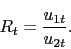 \begin{displaymath} R_t = \frac{u_{1t}}{u_{2t}}. \end{displaymath}