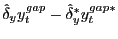 $ \hat{\delta}_yy_t^{gap}-\hat{\delta}_y^\ast y_t^{gap\ast}$