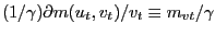 $ (1/\gamma) \partial m(u_{t},v_{t})/v_{t} \equiv m_{vt}/\gamma$