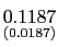 $ \underset{{\small (0.0187)}}{0.1187}$