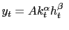 $ y_{t}=Ak_{t}^{\alpha} h_{t}^{\beta}~$