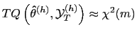 $\displaystyle TQ\left( \mathbf{\hat{\theta} }^{(h)},\mathbf{\mathcal{Y}}_{T}^{(h)}\right) \approx\chi^{2}(m)$