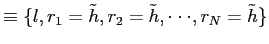 $\displaystyle \equiv\{l,r_{1}=\tilde h,r_{2}=\tilde h,\cdot\cdot \cdot,r_{N}=\tilde h\}$