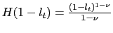 $ H(1-l_{t})=\frac{(1-l_{t})^{1-\nu}}{1-\nu}$