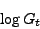 \begin{displaymath} \log G_{t} \end{displaymath}
