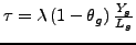 $ \tau=\lambda\left( 1-\theta_{g}\right) \frac{Y_{g}}{L_{g}}$