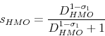\begin{displaymath} s_{HMO} = {\frac{D_{HMO}^{1-\sigma_1}}{D_{HMO}^{1-\sigma_1} + 1}} \end{displaymath}