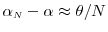  \alpha_\ensuremath{{\scriptscriptstyle N}}-\alpha\approx \theta/N