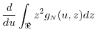 \displaystyle \frac{d}{du} \int_{\Re}{z^2} g_\ensuremath{{\scriptscriptstyle N}}(u,z)dz