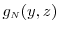 \displaystyle g_\ensuremath{{\scriptscriptstyle N}}(y,z)