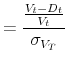 \displaystyle = \frac{\frac{V_t-D_t}{V_t}}{\sigma_{V_T}}