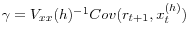 \gamma =V_{xx} (h)^{-1}Cov(r_{t+1} ,x_t^{(h)} )