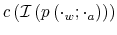 \displaystyle c\left( \mathcal{I}\left( p\left( \cdot_{w};\cdot_{a}\right) \right) \right)