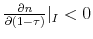  \frac{\partial n}{\partial (1-\tau)}\vert _I <0