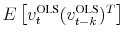 E \left[{\ensuremath{v_t^\text{OLS}\xspace}(\ensuremath{v_{t-k}^\text{OLS}\xspace})^T}\right]