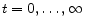  t= 0,\ldots,\infty