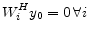 \displaystyle W_i^H y_0 =0 \, \forall i