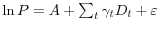\ln P= A+\sum\nolimits_t {\gamma _t } D_t + \varepsilon 
