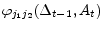  \varphi_{j_{1}j_{2}}(\Delta _{t-1},A_{t})