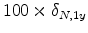  100 \times \delta_{N,1y}