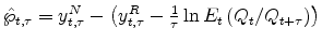  \hat{\wp}_{t,\tau} = y_{t,\tau}^{N} - \left(y_{t,\tau}^{R}-\frac{1}{\tau}\ln E_{t}\left( Q_{t} / Q_{t+\tau} \right) \right)