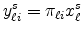 \displaystyle y_{\ell i}^{s}=\pi_{\ell i}x_{\ell}^{s}
