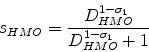 \begin{displaymath} s_{HMO} = {\frac{D_{HMO}^{1-\sigma_1}}{D_{HMO}^{1-\sigma_1} + 1}} \end{displaymath}