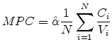 \displaystyle MPC=\hat{\alpha}\frac{1}{N}\sum_{i=1}^N \frac{C_i}{V_i}