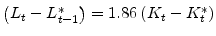  \left(L_{t}-L^{\ast}_{t-1}\right) =1.86\left(K_{t}-K^{\ast}_{t}\right)