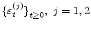  {\{\varepsilon _{t}^{(j)}\}}_{t\geq0},~j=1,2 