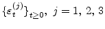 {\{\varepsilon _{t}^{(j)}\}}_{t\geq0},~j=1,\,2,\,3 