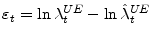  \varepsilon_{t}=\ln\lambda_{t}^{UE}-\ln\hat{\lambda}_{t}^{UE}