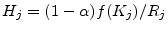  H_{j}=(1-\alpha)f(K_{j})/R_{j}