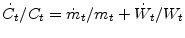  \dot{C}_{t}/C_{t}=\dot{m}% _{t}/m_{t}+\dot{W}_{t}/W_{t}