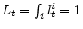  L_{t}=\int_{i}l_{t}^{i}=1
