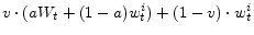  v \cdot (a W_t + (1-a) w_{t}^{i}) + (1-v) \cdot w_{t}^{i}