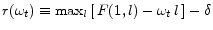  r(\omega_{t})\equiv \max_{l}{[\,F(1,l)-\omega_{t}\, l\,]-\delta}