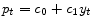 p_{t}=c_{0}+c_{1}y_{t}